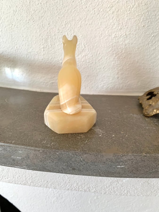 Alabaster katt Egypten 60-tal vintage staty inredning skulptur