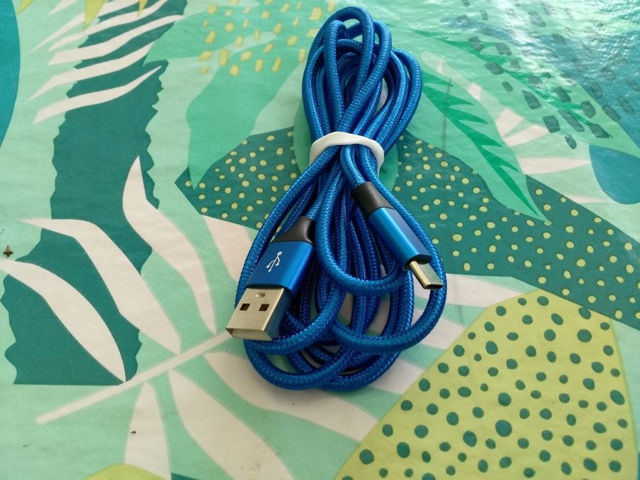 USB-kabel för data och laddning 2m blå