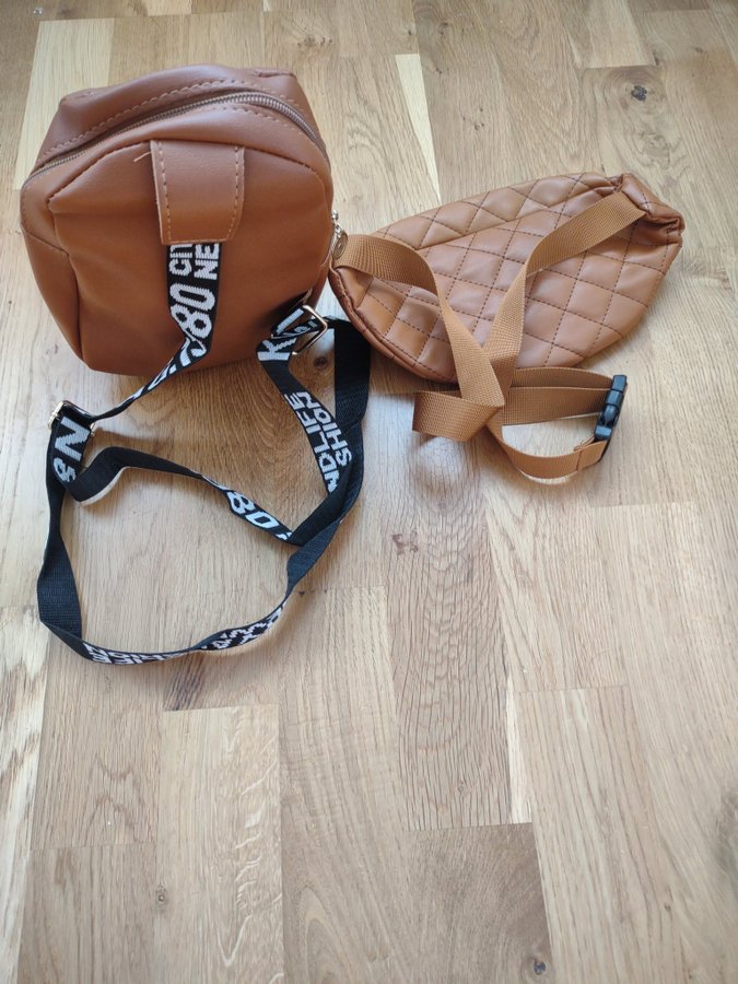 2 väskor Mode midjeväska + Bröstväska, kedjadekor crossbody ,orange