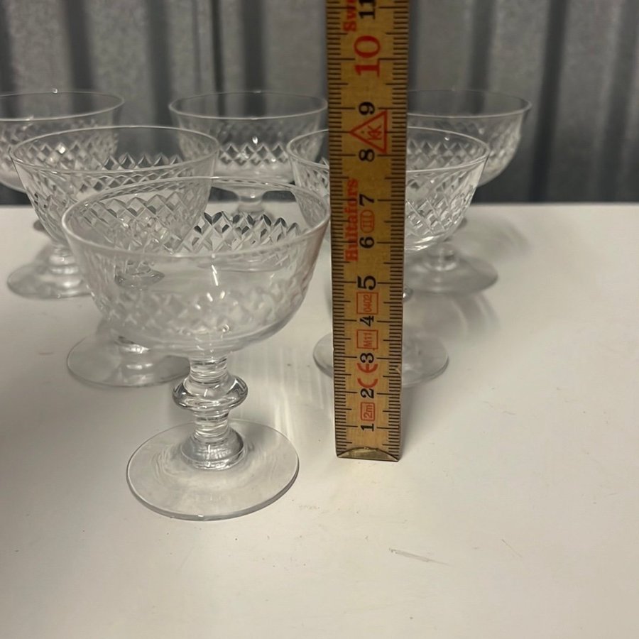 LIKÖRGLAS, 6 st, glas, "Diamant", Vicke Lindstrand, Kosta.