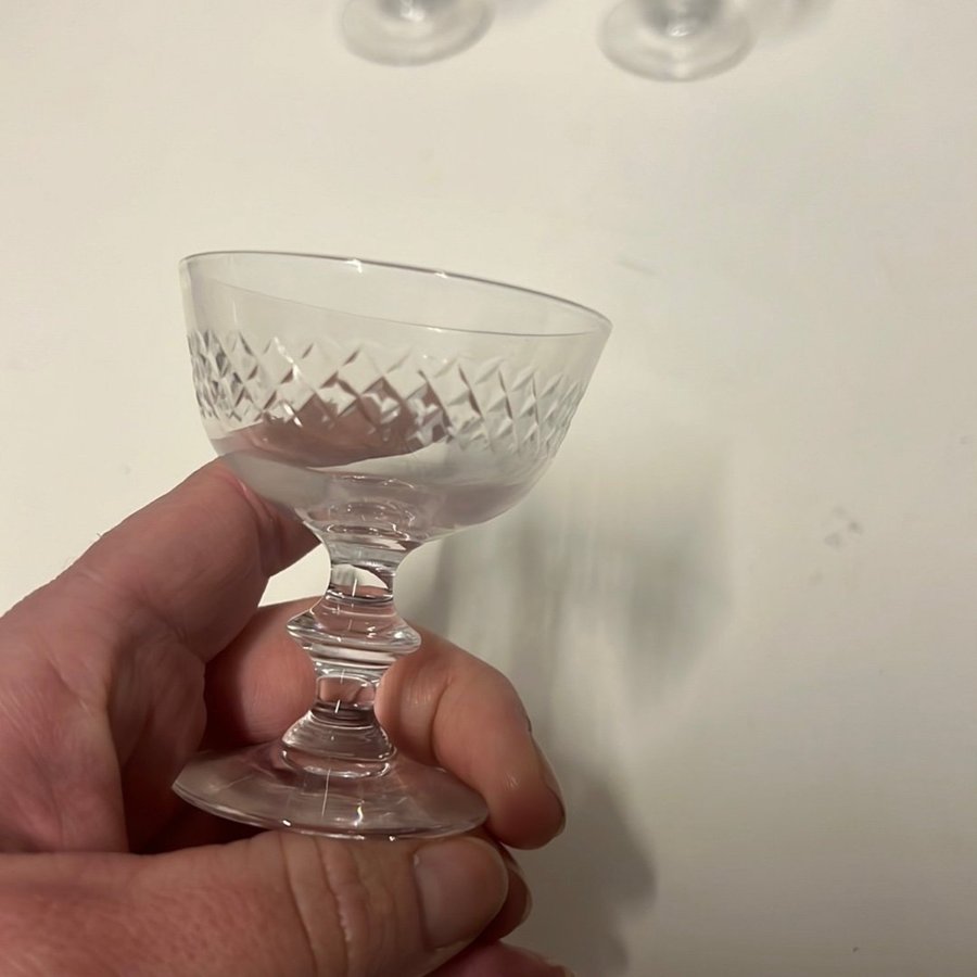 LIKÖRGLAS, 6 st, glas, "Diamant", Vicke Lindstrand, Kosta.