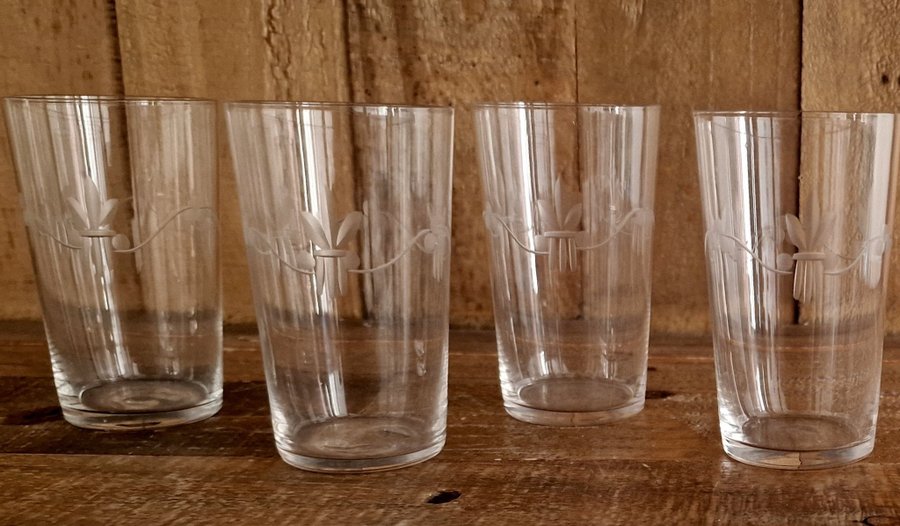 4 st dricksglas saftglas glas art deco jugend i perfekt skick !