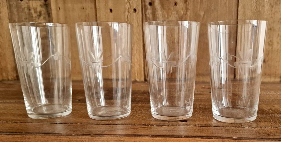 4 st dricksglas saftglas glas art deco jugend i perfekt skick !