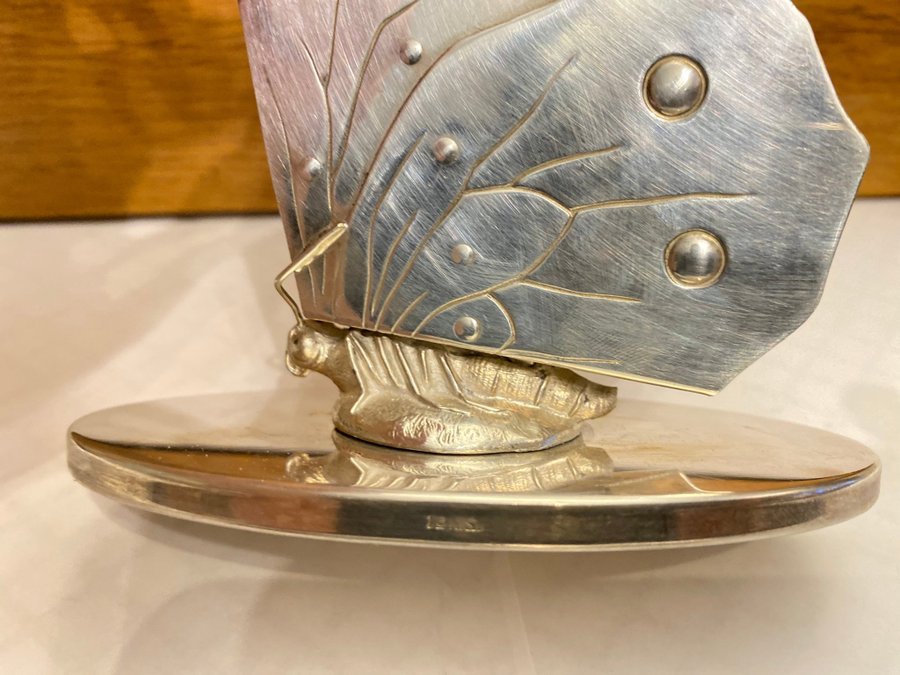 ART DECO FJÄRIL NYSILVER KNIVSTÄLL MED FRUKTKNIVAR