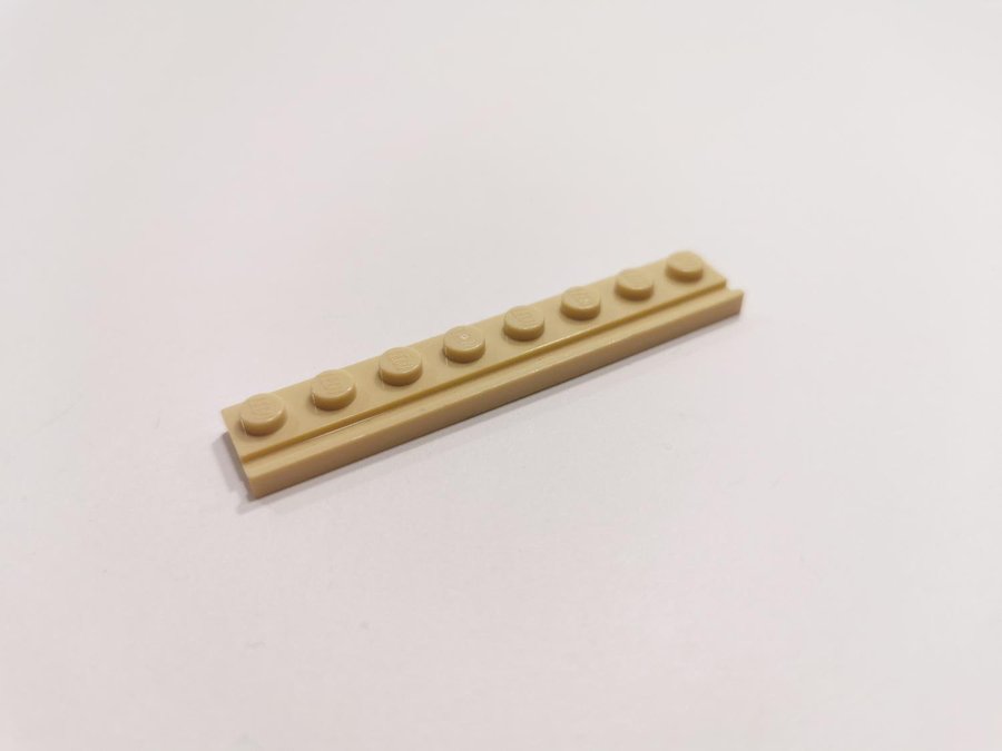 Lego - plate - rail - mod - 1x8 - part 4510 - ljus biege (tan)