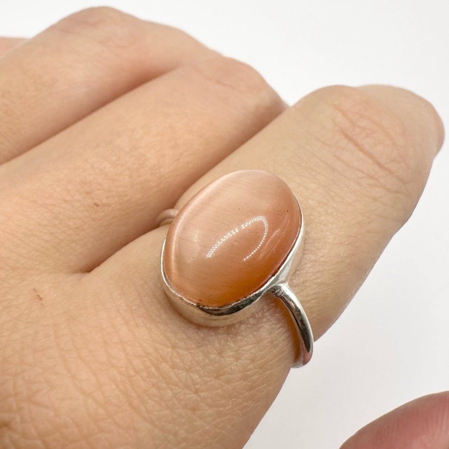 Glas ring, silverpläterad. Glas Sten. 925.