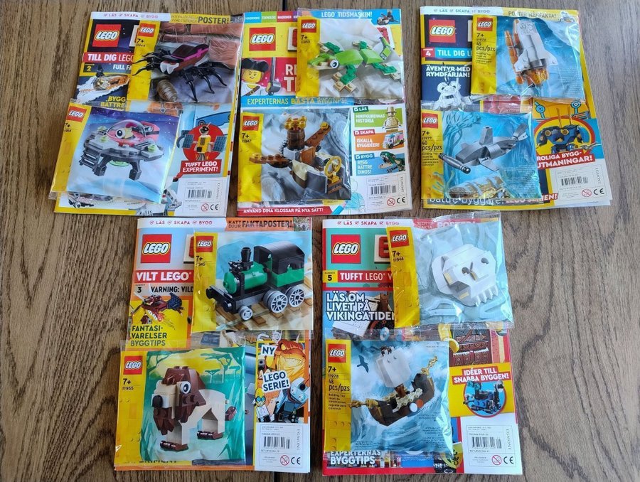 LEGO Tidningar 5 stycken - Samling explorien 10st polybags limited