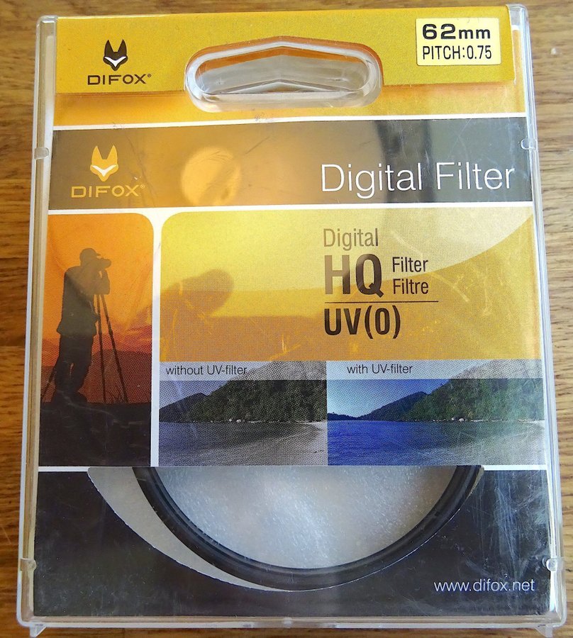 UV filter 62 mm Difox HMC HQ Digitalt. HELT NYTT.