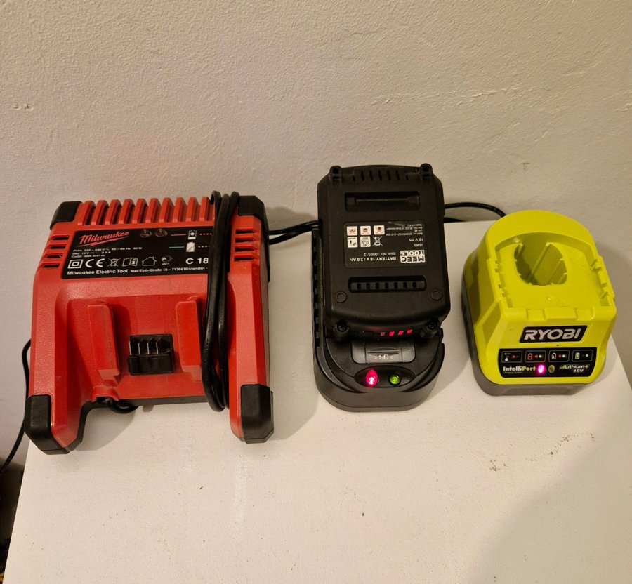 Laddare för Milwaukee Ryobi och Meec tools