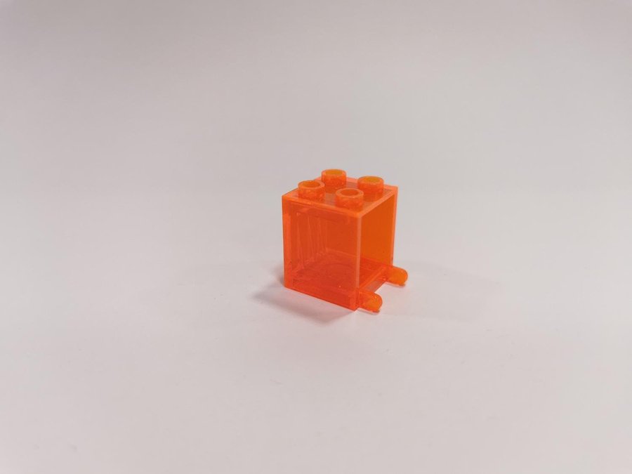 Lego - låda - postlåda - box - 2x2x2 - part 4345 - trans neon orange