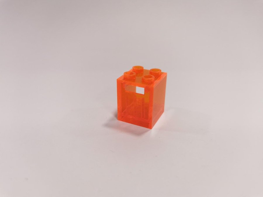 Lego - låda - postlåda - box - 2x2x2 - part 4345 - trans neon orange