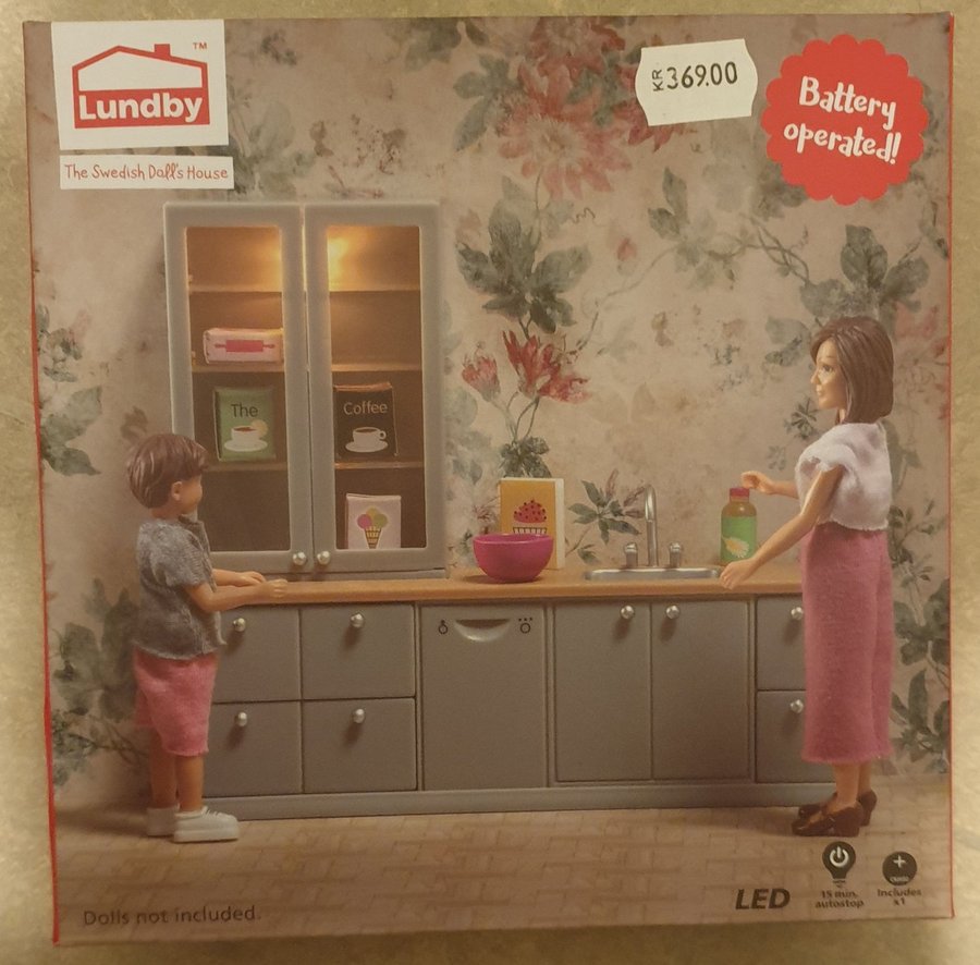 Lundby Diskho + Diskmaskin grå (batteri, LED-belysning) - NY OÖPPNAD