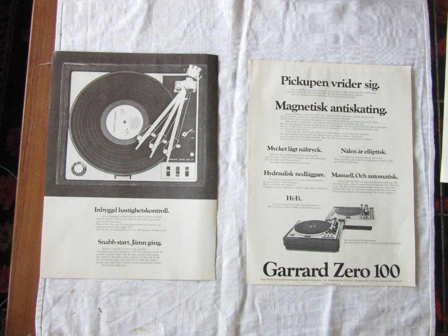 Garrard Zero 100 Skivspelare 1972 reklam annons