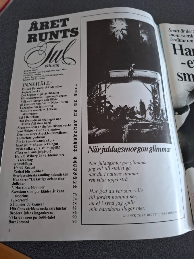 Retro ÅRET RUNT Jultidning nr 52 1979; Julhandarbeten, om bokmärke, konstbilaga