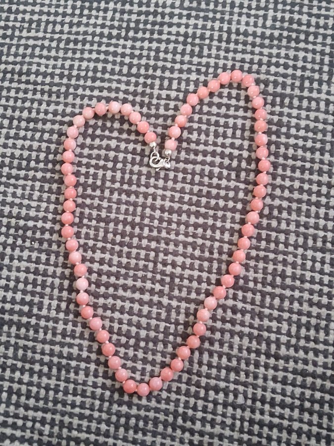 Halsband Rosa Bambukorall Pärlor Ø6mm