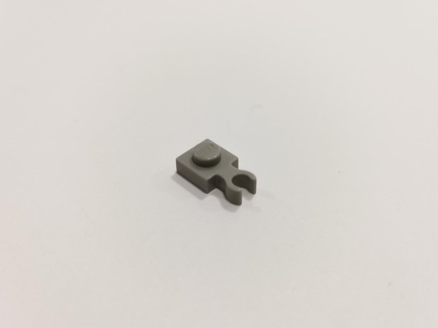 Lego - plate - 1x1 - TUNN clips - part 4085a - ljusgrå (old light gray)