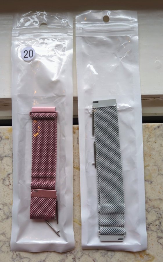 2st Nya Milanese Loop Armband Fitbit Versa | Rose Gold + Antique White | 20 mm