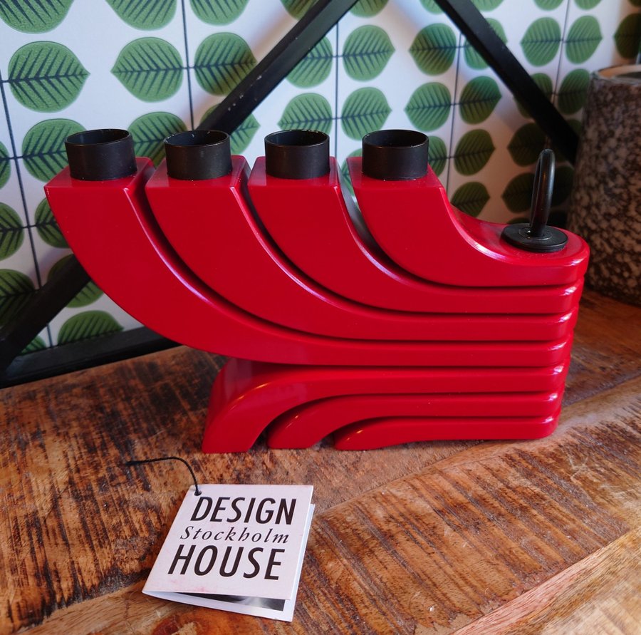 Design House Nordic Light röd ljusstake jul advent med box nyskick