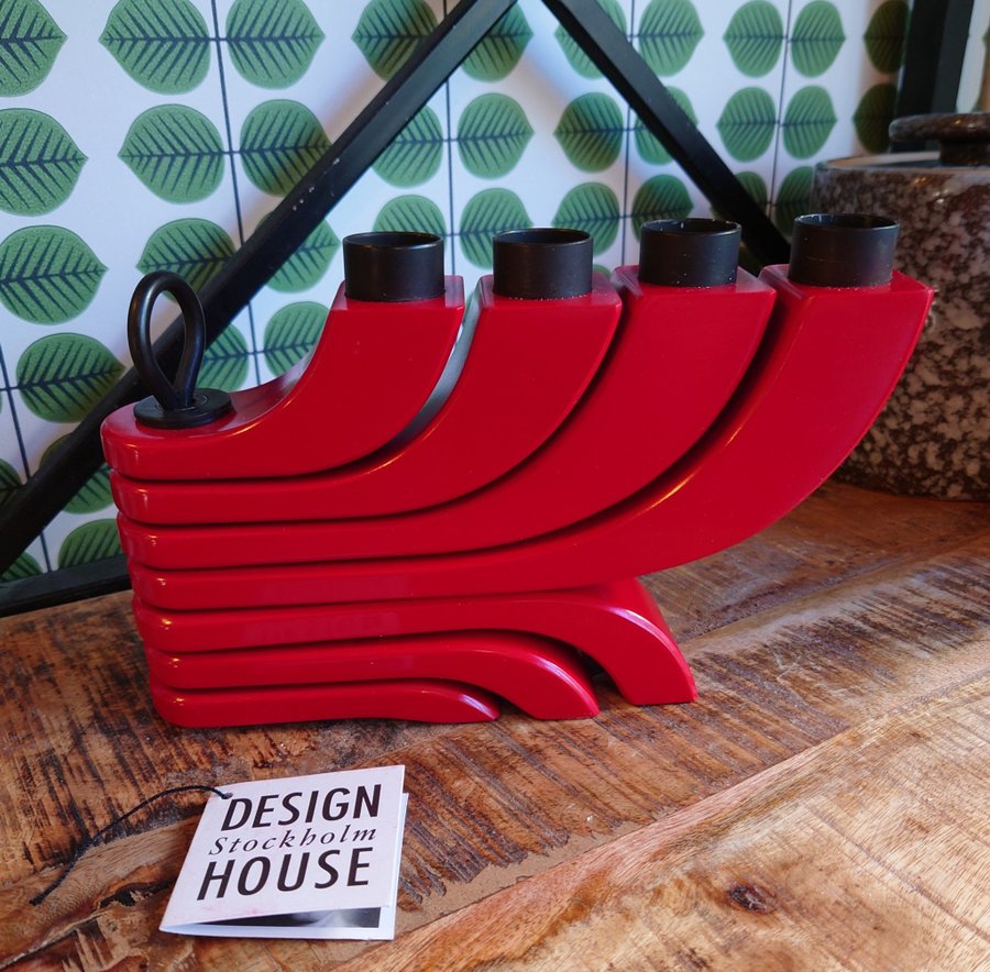 Design House Nordic Light röd ljusstake jul advent med box nyskick