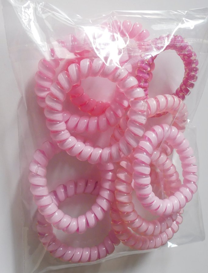 NYA! 10-pack Elastiska Spiral Hårringar Hårsnoddar Scrunchies ROSA Large #23