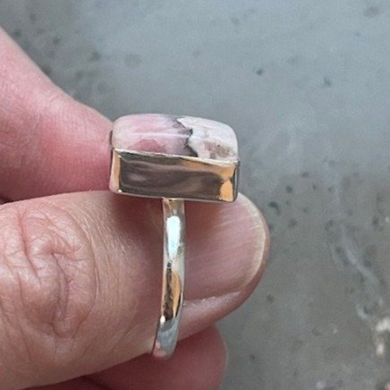 Handgjord Silver ring med Rhodokrosit Stl ca 19 Ädelsten