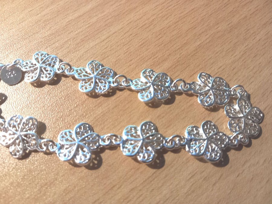 Silverarmband sterling 925, blommor, silverpläterat 925 stämplat