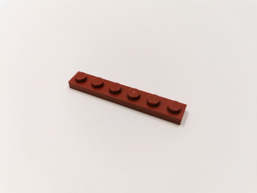 Lego - plate - platt - bas - 1x6 - part 3666 - vinröd (dark red)