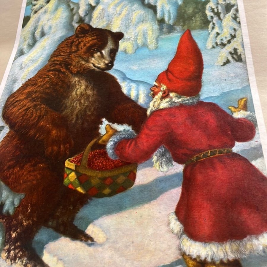 Julplanch väggbonad julbonad jul av Anders Olsson 1950 talet - Tomte och björn