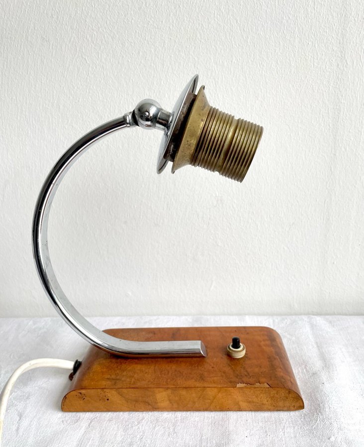 Vintage bordslampa vägglampa Funkis Art Deco krom vintage vit 30/40-tal