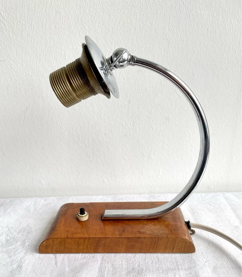 Vintage bordslampa vägglampa Funkis Art Deco krom vintage vit 30/40-tal