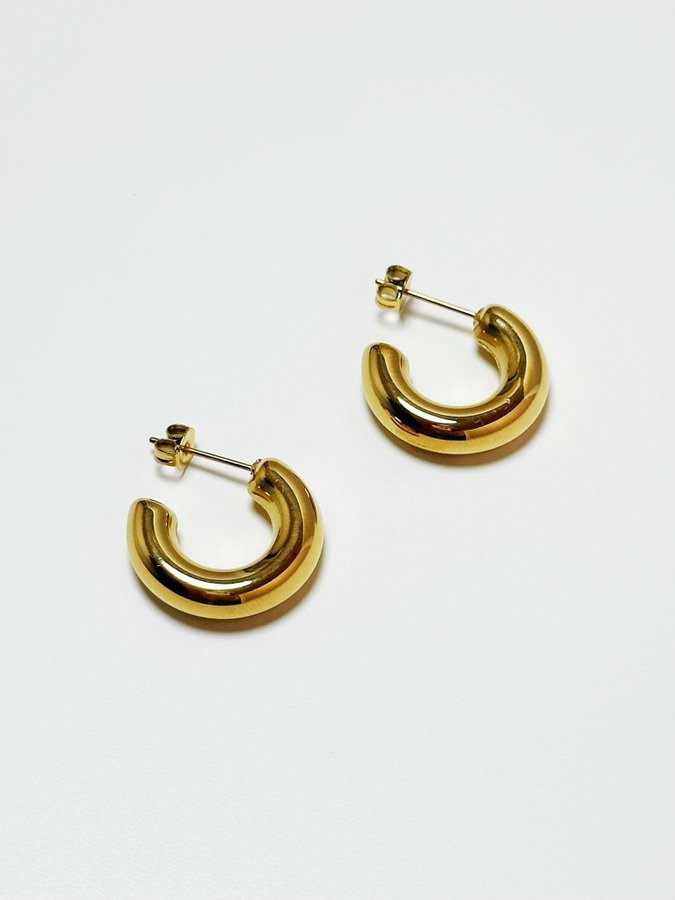 Chunky hoops i stål med 18k guld