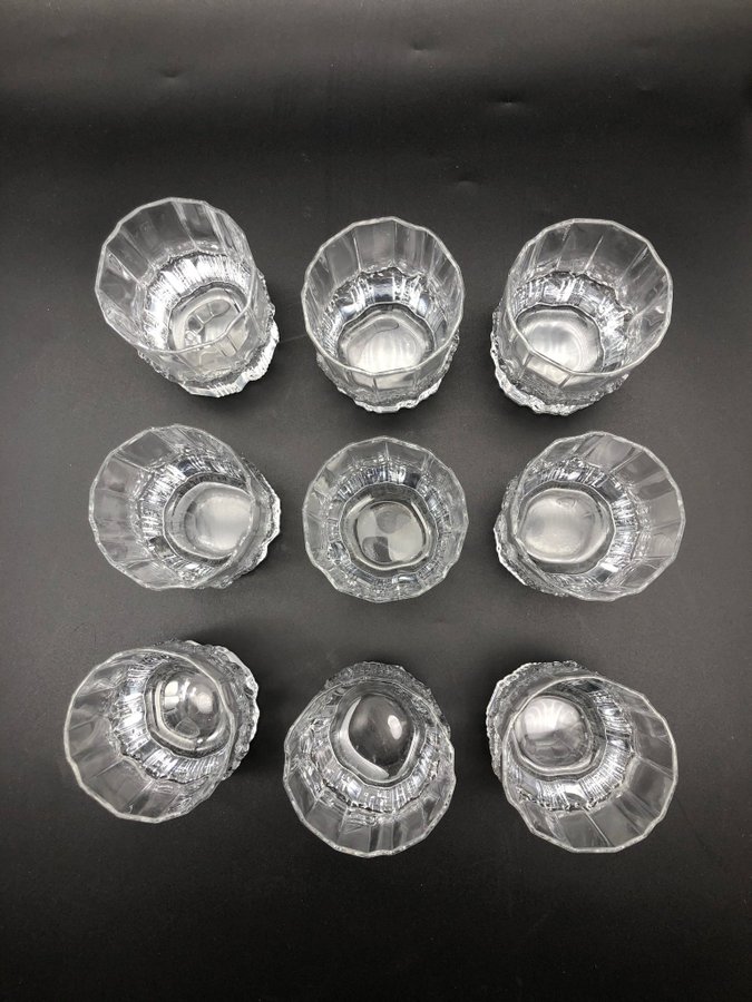 9 st. Iittala PALLAS glas, whiskyglas Tapio Wirkkala