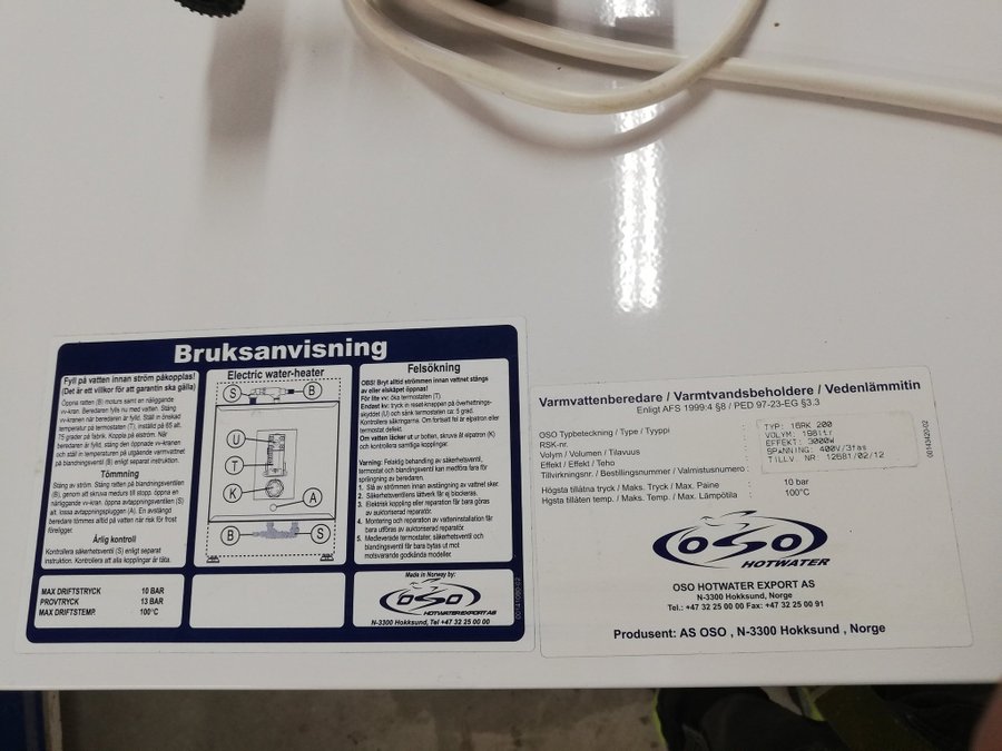 OSO Hotwater Export El-Varmvattenberedare