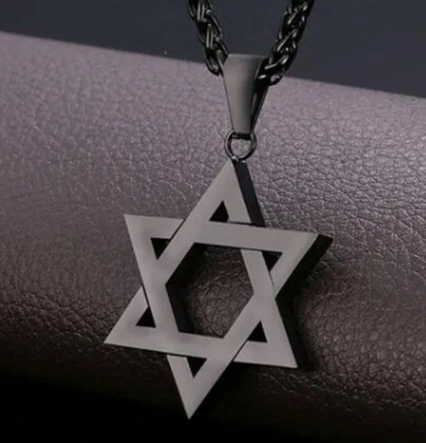 Magen David amulet, hänge smycke Magic Israel, Talisman Halsband – Svart, NY!