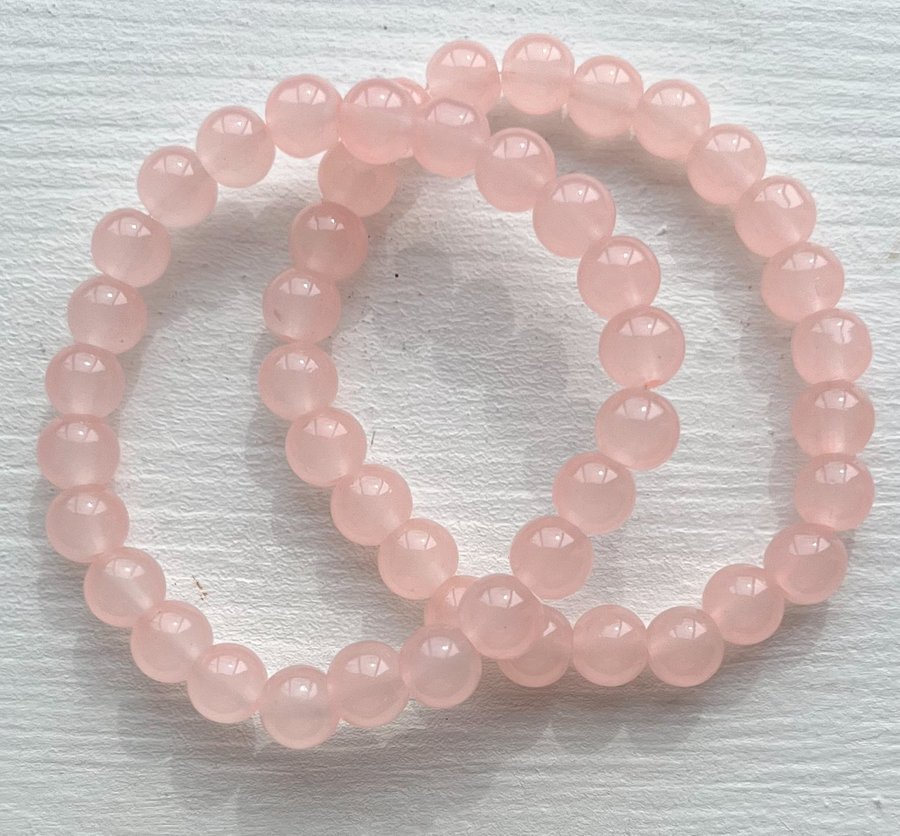 Två armband stretch med rosa natursten 8 mm