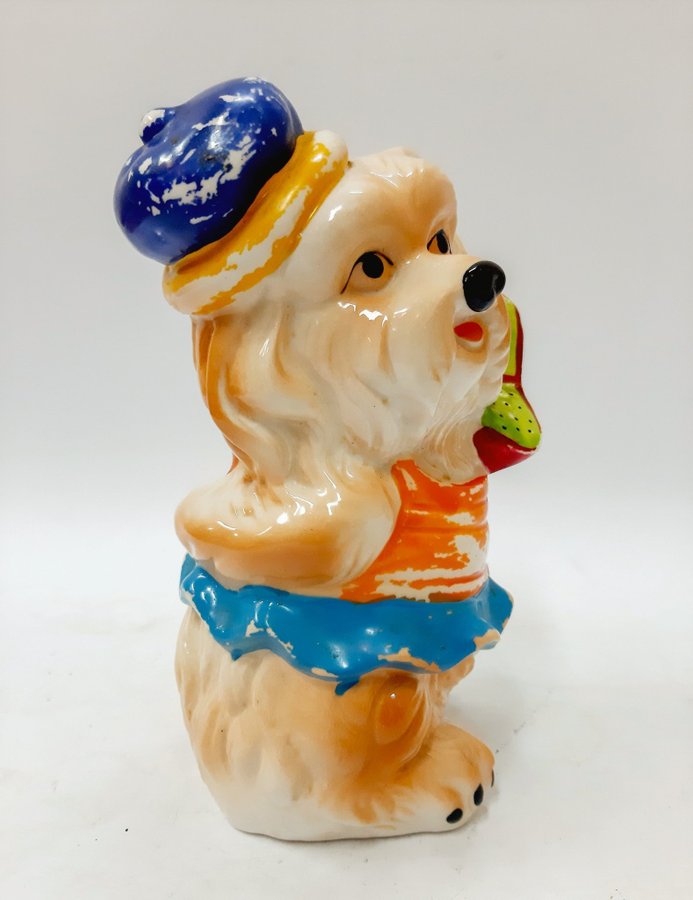 Porcelain Dog Figurine - hollow trinket box