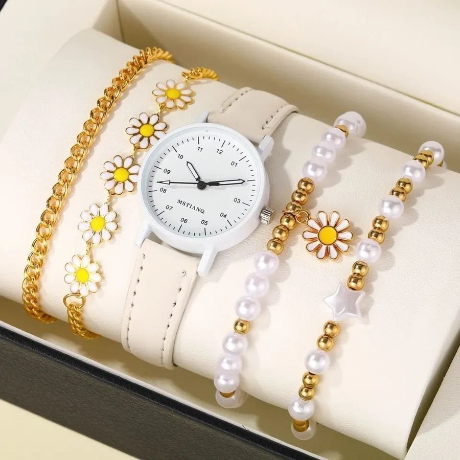 Helt ny damklocka flick klocka ur Quartz watch + daisy armband fest party