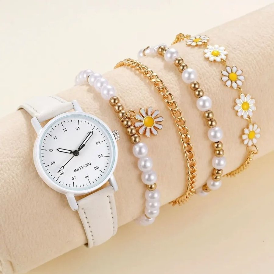 Helt ny damklocka flick klocka ur Quartz watch + daisy armband fest party