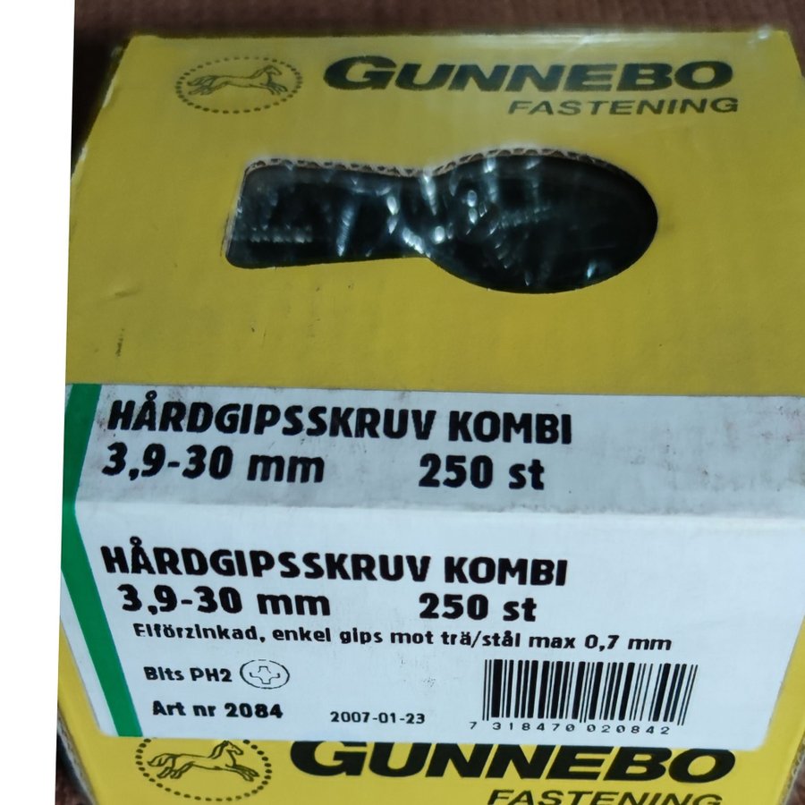 Gunnebo Hårdgipsskruv Kombi 3,9-30 mm 250 st