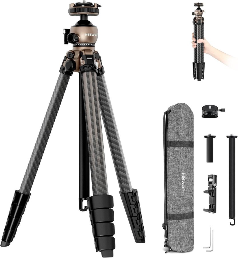 HELT NY  OANVÄND - Kolfiber Kamerastativ / Stativ / Tripod DSLR Kamera  Mobil