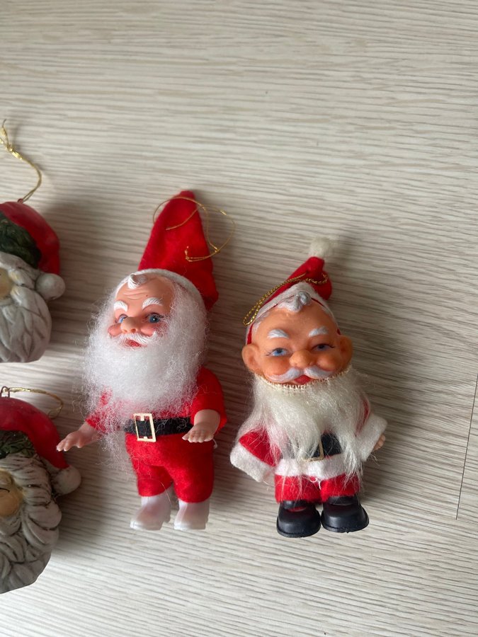 4 st tomtar att hänga i julgranen - retro tomtar - vintage jul - tomte