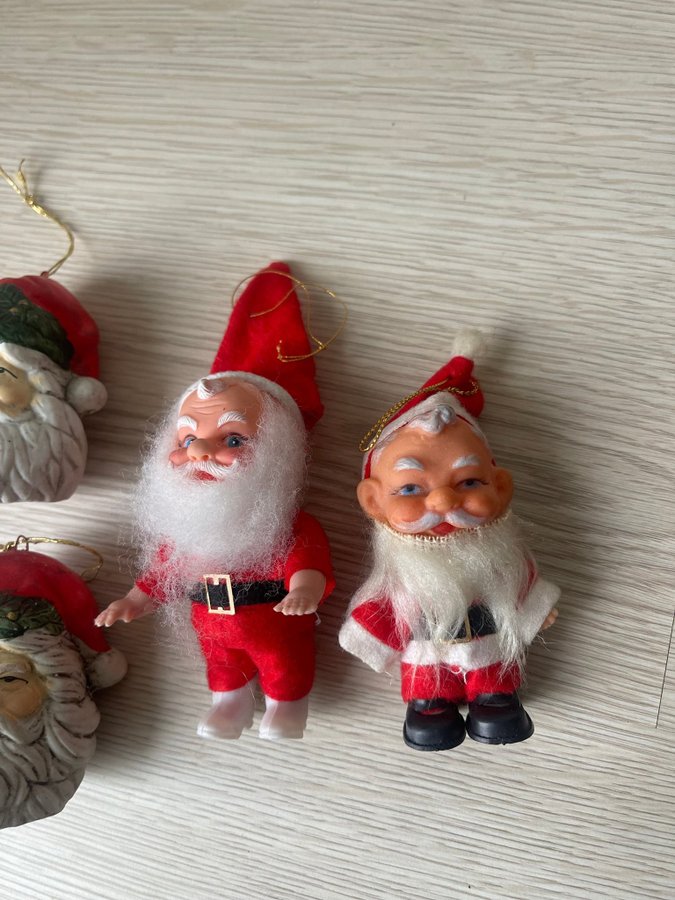 4 st tomtar att hänga i julgranen - retro tomtar - vintage jul - tomte