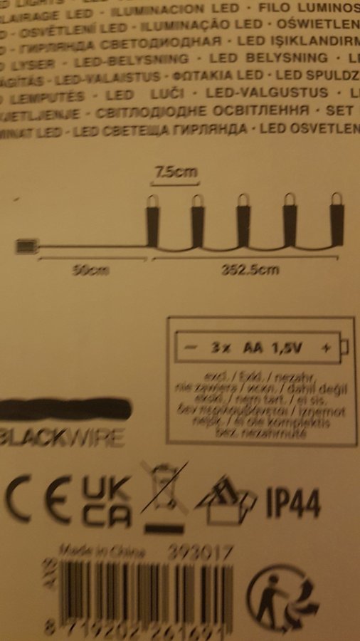 LJUSSLINGA, NY AV HÖG KVALITET (COOP) BATTERI, 48 MINILED, TIMER 8 ST FUNK. 4 M.