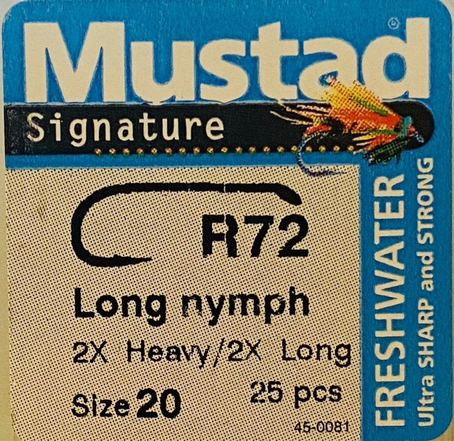 MUSTAD flugfiske krokar. Storlek 20 .R72. 25 krokar i oöppnad förpackning