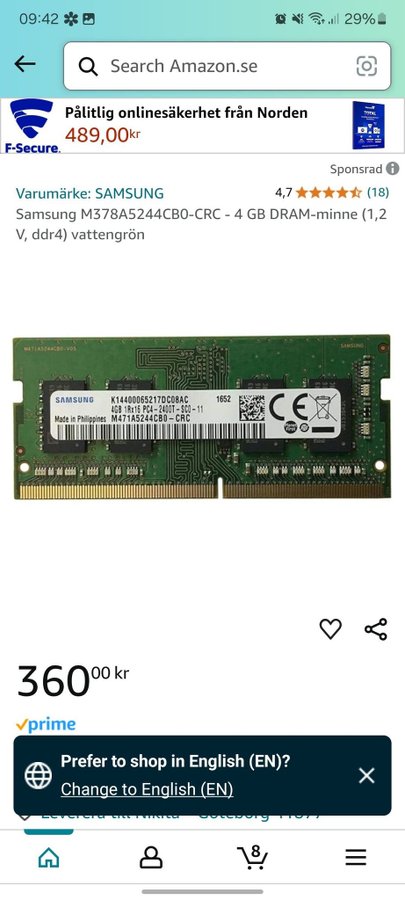 Samsung M378A5244CB0-CRC - 4 GB DDR4 RAM