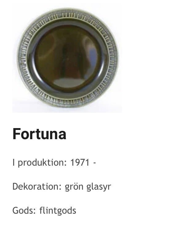 7 st assietter Fortuna Grön Gefle porlinsfabrik