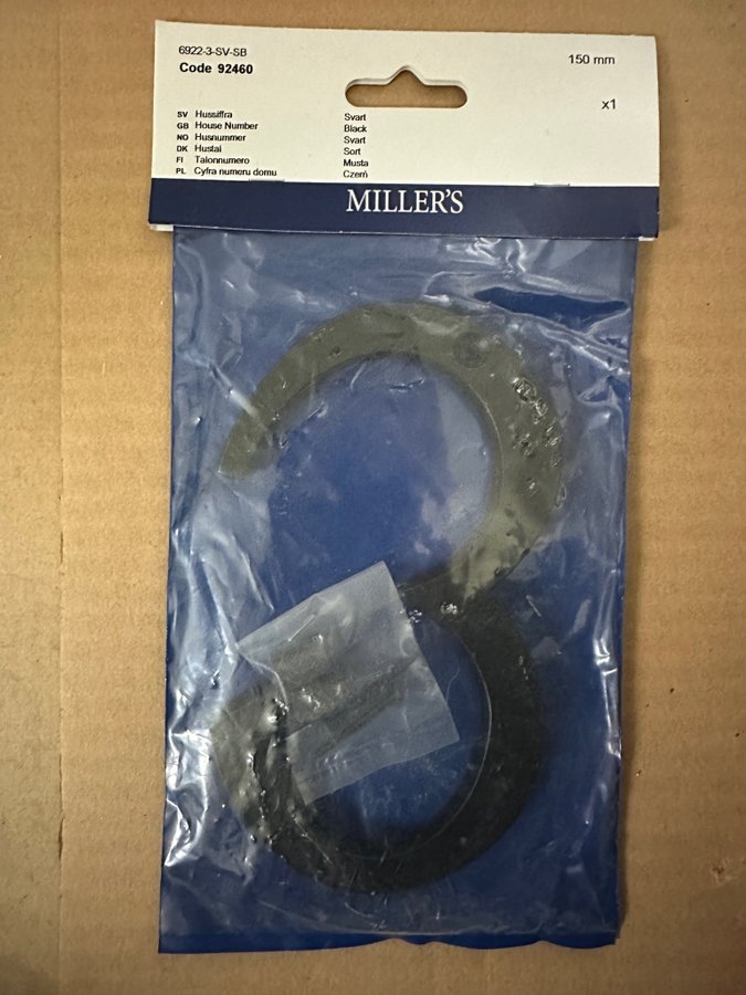 Husnummer Millers 3, 150MM