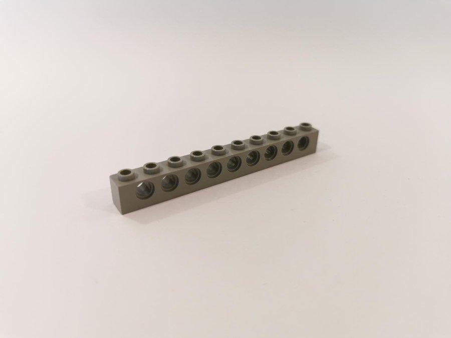 Lego - technic - brick - 1x10 - part 2730 - ljusgrå (old light gray)