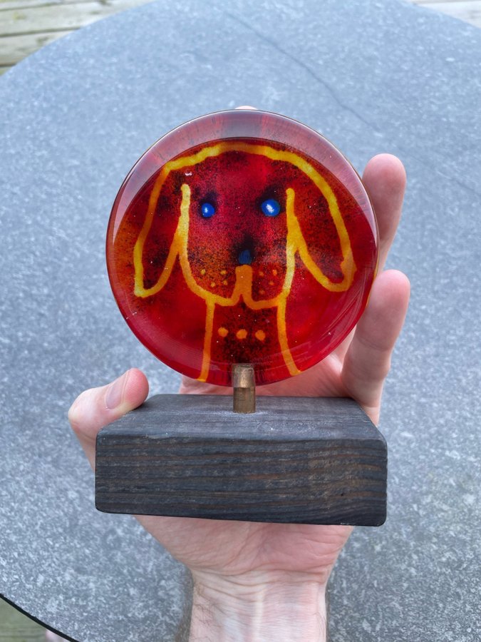 Skulptur glas hund Lindshammars glasbruk signerad