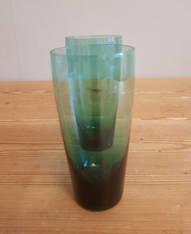 2 Munblåsta Dricksglas Reijmyre Smaragd Gröna 14× 6,2 25 cl Vintage Komplettera